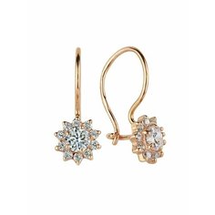 Серьги AZADE, красное золото, 585 проба, фианит, размер 7 мм, длина 1.5 см, , красный