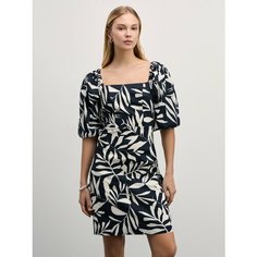 Платье Zarina, размер XS (RU 42)/170, черный цветы крупные