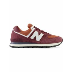 Кроссовки New Balance 574, полнота F, размер 4,5 US, бордовый, оранжевый