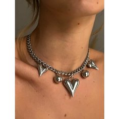 Колье By Kanarskaya E., длина 39 см, серебряный, серый