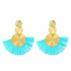 Серьги пусеты, размер 40 мм, бирюзовый Fashion