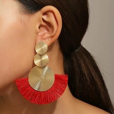 Серьги пусеты, размер 40 мм, красный Fashion