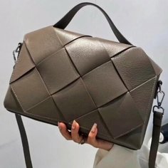 Сумка сэтчел Космос, фактура плетеная, зернистая, матовая, бежевый Kosmos
