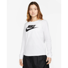 Лонгслив спортивный NIKE Long-Sleeve Logo T-Shirt, размер XS, , white/black