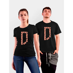 Футболка Just4you, размер M, коралловый, черный, розовый