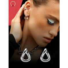 Серьги двусторонние, конго Kalinka modern story, серебристый