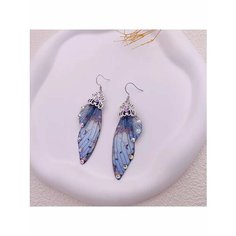 Серьги двусторонние, синий, голубой, серый, фиолетовый be Self True Jewel
