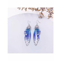 Серьги двусторонние, синий, белый, голубой, серый, фиолетовый be Self True Jewel