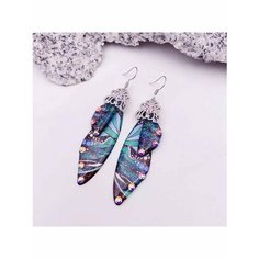 Серьги двусторонние, синий, зеленый, голубой, серый be Self True Jewel