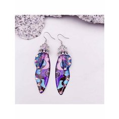 Серьги двусторонние, розовый, синий, голубой, серый, фиолетовый be Self True Jewel