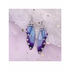 Серьги двусторонние, черный, голубой, серый, фиолетовый be Self True Jewel