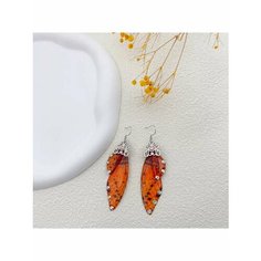 Серьги двусторонние, оранжевый, черный, серый be Self True Jewel