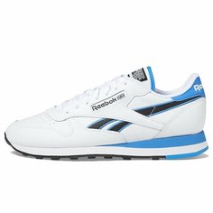 Кроссовки Reebok Classic Leather, размер 9 US, белый/голубой/черный