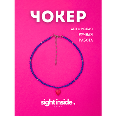 Чокер, стекло, длина 38 см, синий Sight Inside Store