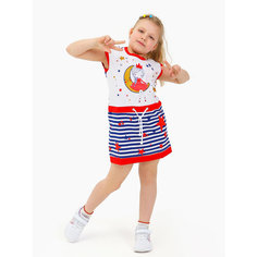 Платье, размер 104 - 56, белый/синий/полоска Модняшечки