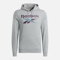 Свитшот Reebok identity big logo, размер XXL, , серый/фиолетовый