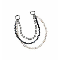 Колье VERUSCHKA JEWELRY, агат, жемчуг культивированный, жемчуг пресноводный, 2 шт., серебристый