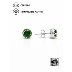 Серьги пусеты Кристалл Мечты, серебро, 925 проба, родирование, хромдиопсид, длина 1.6 см, , зеленый