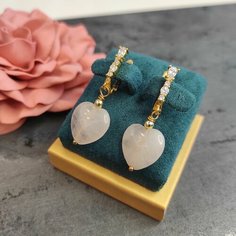 Серьги, кварц, розовый Нет бренда