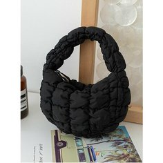 Сумка багет LERO, фактура стеганая, черный