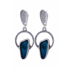Серьги OTOKODESIGN, эмаль, синий/серебристый