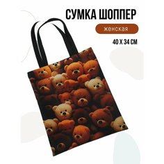 Сумка шоппер Ассорти, фактура зернистая, гладкая, коричневый