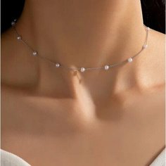 Чокер cosha_brand, длина 33 см, серебристый