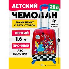 Чемодан-каталка , ручная кладь, 31х45х21 см, красный Нет бренда