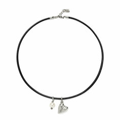 Колье UNOde50, кожа, серебряный