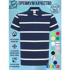 Поло TEAL Трикотаж, размер 12, белый, синий