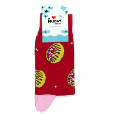 Носки St. Friday - Карельская калитка, размер 42-46, розовый, красный, желтый