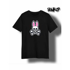 Футболка Zerosell череп заяц Psycho Bunny, размер XS, черный