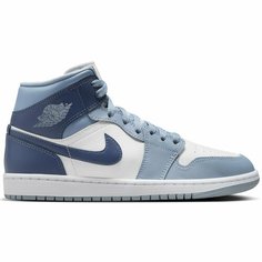 Кроссовки Jordan WMNS AIR JORDAN 1 MID, размер 5.5 US, голубой, серый, белый