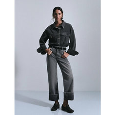 Джинсы Zarina straight cropped, размер XL (RU 50)/170, светло-серый