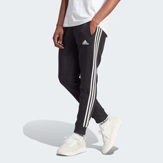 Брюки спортивные adidas Essentials Fleece 3-Stripes Tapered Cuff Pants, размер S, black / white