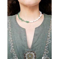 Чокер ENJOY Украшения из камней, агат, нефрит, длина 45 см, зеленый/белый