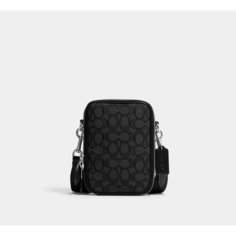 Сумка кросс-боди Coach Stanton In Signature Jacquard, фактура зернистая, черный/серый