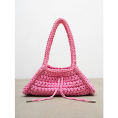 Сумка багет USACH, фактура вязаная, розовый