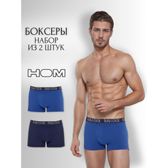 Трусы HOM, комплект из 2 шт., размер L, синий/темно-синий/голубой