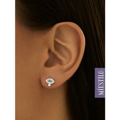 Серьги пусеты MIESTILO, серебро, 925 проба, родирование, фианит, , серебристый