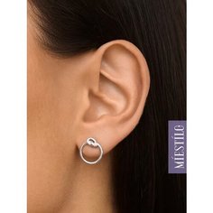 Серьги пусеты MIESTILO, серебро, 925 проба, родирование, размер 13 мм, , серебристый
