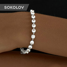 Браслет SOKOLOV, серебро, 925 проба, фианит, длина 16 см., бесцветный
