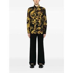 Рубашка Versace Jeans Couture Baroque, размер 56 IT, черный