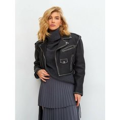 Кожаная куртка Gilda by Alena Mayor, размер 46, черно-серый