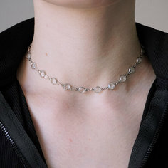 Чокер cosha_brand, стекло, длина 33 см, серебряный, бесцветный