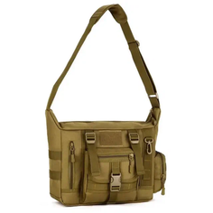 Сумка мессенджер Тактическая через плечо с Molle, вмещает А4, олива зеленый, хаки Без бренда