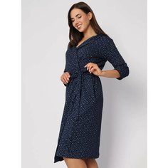 Халат Fashion Margo, размер 52, темно-синий/белый