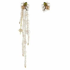 Серьги с подвесками Phenomenal Studio, кристаллы Swarovski, золотой, зеленый, белый