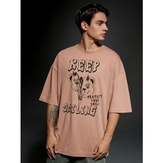 Футболка Crazy Getup, размер 44, розовый, бежевый