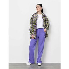 Брюки спортивные JUST CLOTHES Фиолетовый. Декор термологотип. Карманы спереди 2 б/заст, сзади нет. Пояс резинка+утяг шнурок. Д 108, размер XS, фиолетовый
